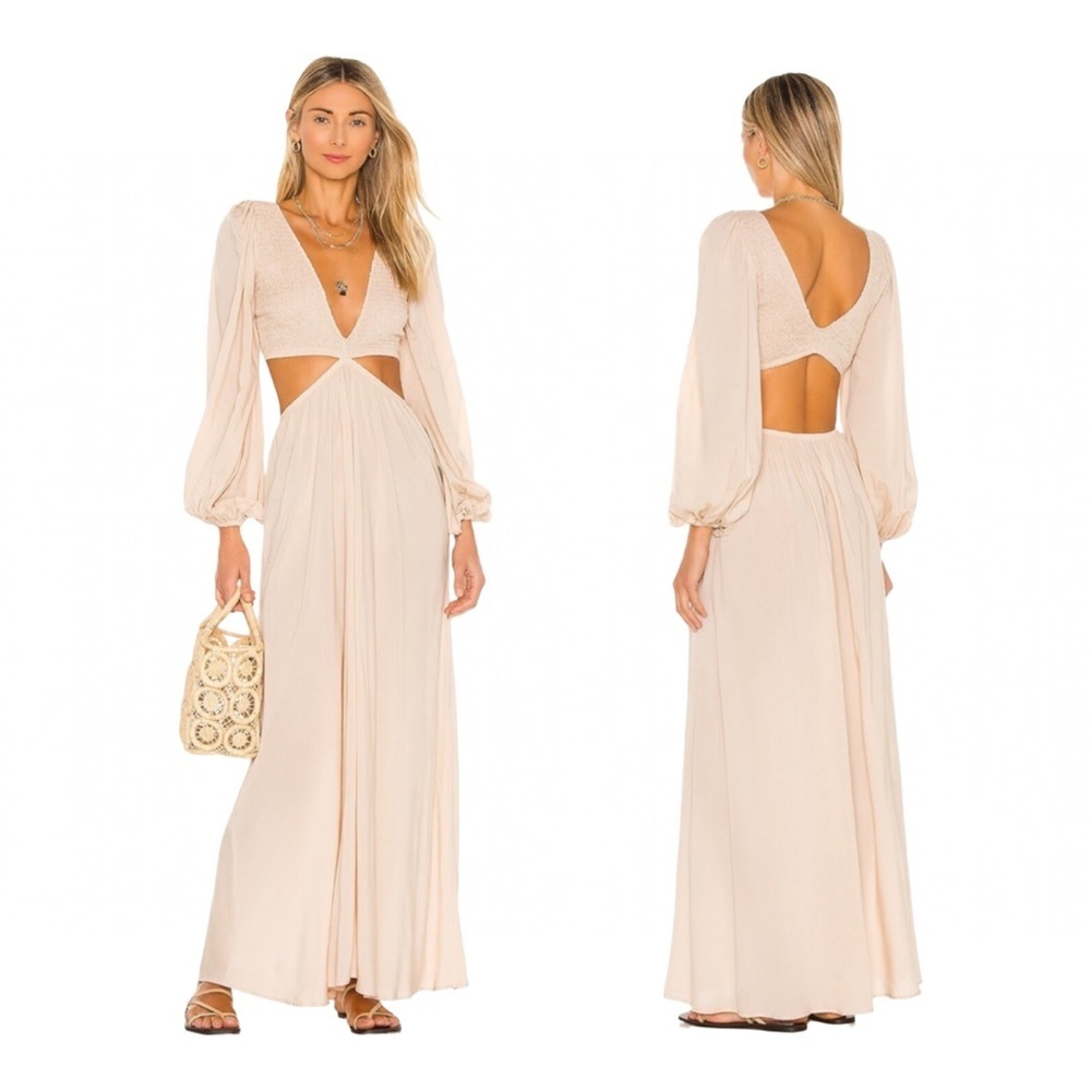 Indah Julie Smocked Long Sleeve Maxi Dress XS NWT